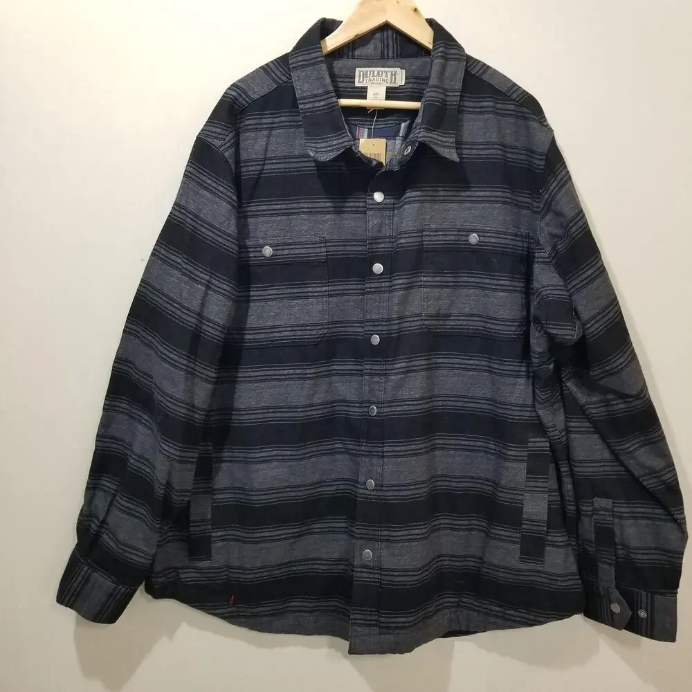 Duluth Trading Co Jacket Mens 2XL Gray Fire Hose Flannel Lined Limber Shacket